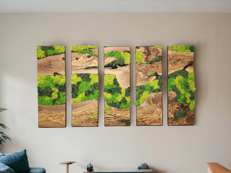 The Velvet Forest - custom moss art panel